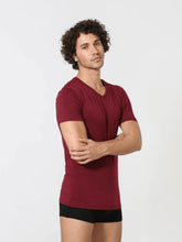 Luxury Modal V Neck Tee - Burgundy